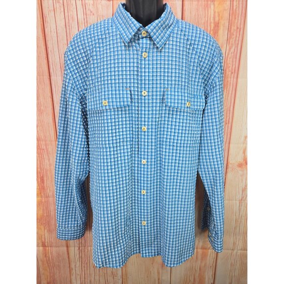 Orvis Mens Blue Checkered Long Sleeve Shirt XL Active Fit Roll-Tab Sleeve - Picture 1 of 8